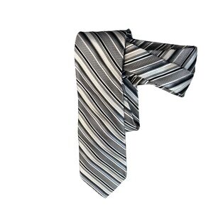 Bruno Piattelli Roma Men’s  100% Silk  Striped Black and Gray Tie
